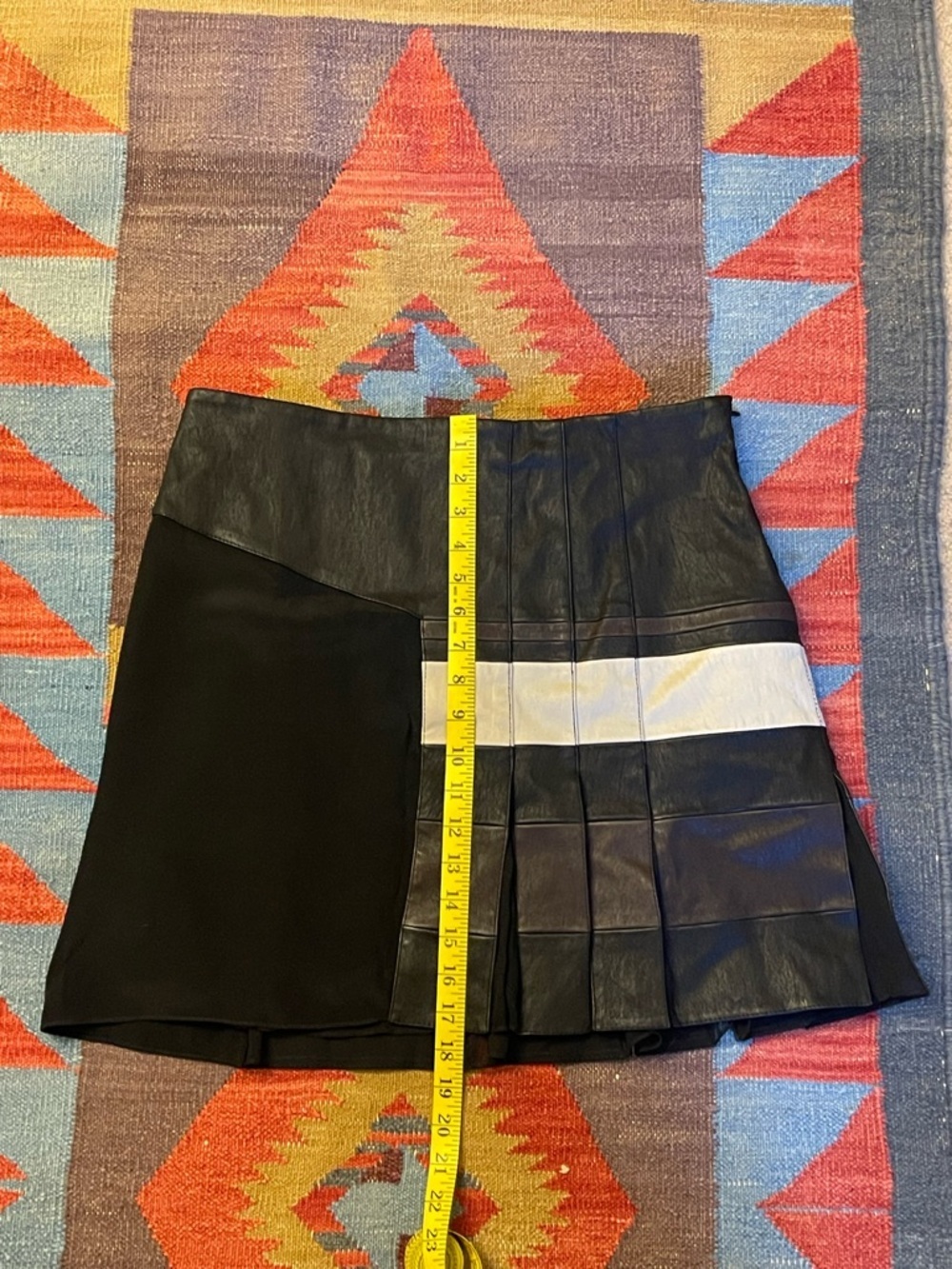 Philip Lim Black Brown Leather Pleated Skirt